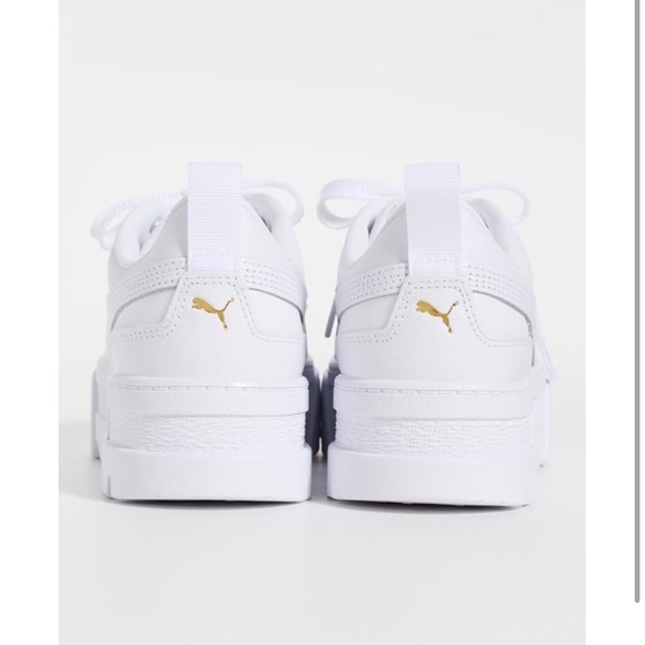 PUMA Women's Mayze White and Gold Platform Sneakers - Picture 5 of 9